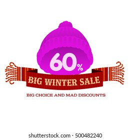 Winter sale sticker. Christmas sale. New year sale. Web banners, advertisements, brochures, business templates. Isolated vector Illustration on a white background.