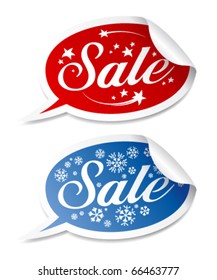 Winter Sale stickers vector set.