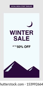 Winter Sale Story Template For Social Media. Stories Template, Winter Sale. Modern Winter Sale Story Template