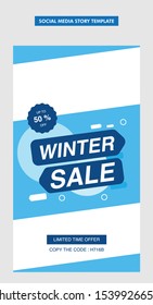 Winter Sale Story Template For Social Media. Stories Template, Winter Sale. Modern Winter Sale Story Template