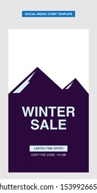 Winter Sale Story Template For Social Media. Stories Template, Winter Sale. Modern Winter Sale Story Template