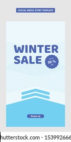 Winter Sale Story Template For Social Media. Stories Template, Winter Sale. Modern Winter Sale Story Template