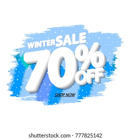 Winter Sale, tag 70% off, banner design template, vector illustration