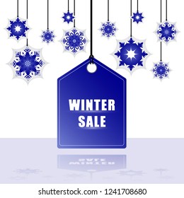 Winter sale tag with snowflakes
