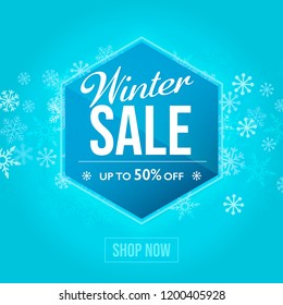 Winter sale tag vector banner