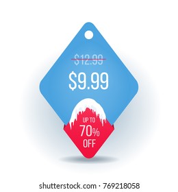 Winter Sale tags. Christmas label with ice caps. Vector illustration.