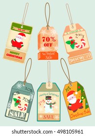 Winter Sale Tags with elements of New Year decor