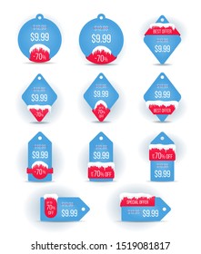 Winter Sale tags set. Christmas label with ice caps. Vector illustration.