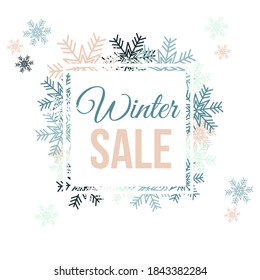 Winter sale template isolated on the white background. Vector illustration in flat style