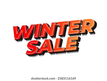 Winter sale. Text effect design for digital ads promotion