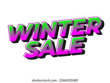 winter sale text effect design with purple green color