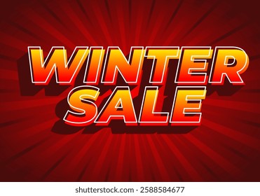 Winter sale. Text effect design in modern colors with bold font, for promotion ads