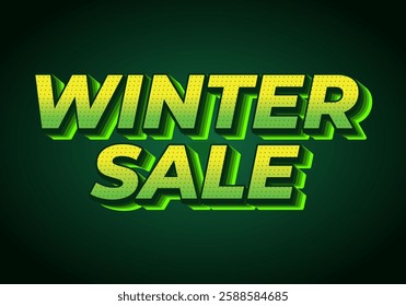 Winter sale. Text effect design in super bold fonts with green colors, good for social media ads