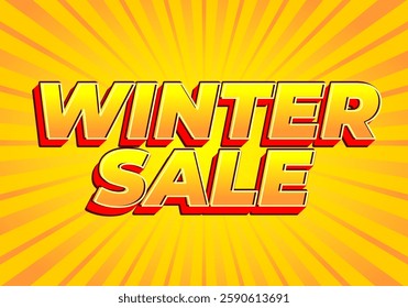 Winter sale. Text effect design in modern colors with bold font, for promotion ads