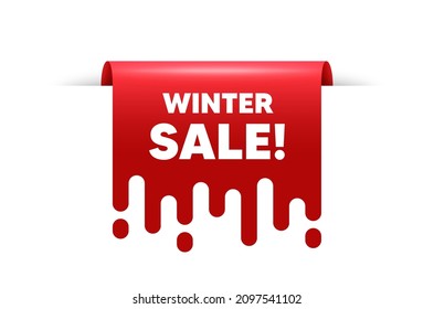 Winter Sale text. Red ribbon tag banner. Special offer price sign. Advertising Discounts symbol. Winter sale sticker ribbon badge banner. Red sale label. Vector