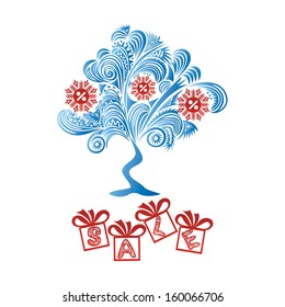 Winter sale tree vector illustration