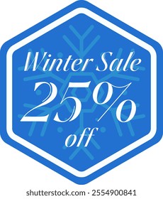 Winter Sale Twenty Five Percent Discount Vector Sticker Tag