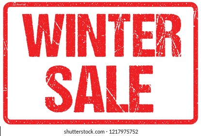 Winter Sale Typography Isolated on White. Rubber Stamp Imitation Effect