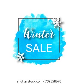 winter sale vector banner design for promotion and marketing, watercolor style