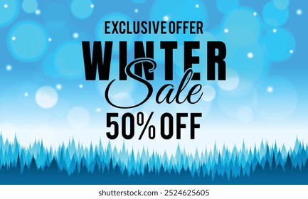 Winter sale vector banner set with sale text and snow background template for winter season discount promotion. Vector illustration.
