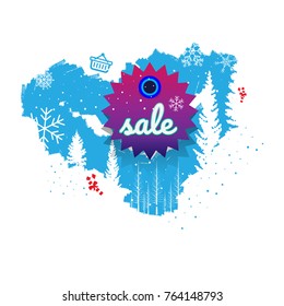 Winter sale vector banner set with sale for seasonal marketing promotion discount texts and labels in blue background. Vector illustration. on white background