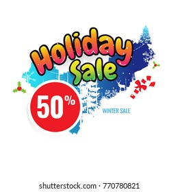 Winter sale vector banner set with sale for seasonal marketing promotion discount texts and labels in blue background. Vector illustration. on white background