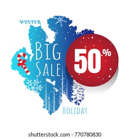 Winter sale vector banner set with sale for seasonal marketing promotion discount texts and labels in blue background. Vector illustration. on white background