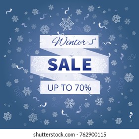 Winter sale. Vector card.