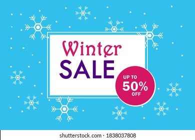 Winter sale vector concept: Winter sale banner with big discount