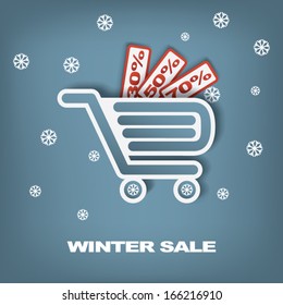 Winter sale vector concept vector illustration with space for text suitable for advertising and promotion. Eps10 scalable vector illustration.