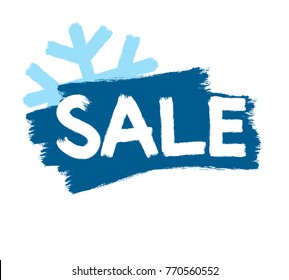 Winter sale vector. End of season sale inscription blue design template on white background with snowflake. winter vector.