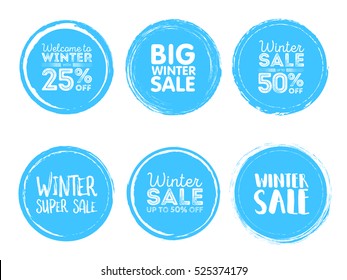 Winter sale. Vector Grunge Circle. Element for your Design. Rubber Stamp Texture. Distress Border Frame.