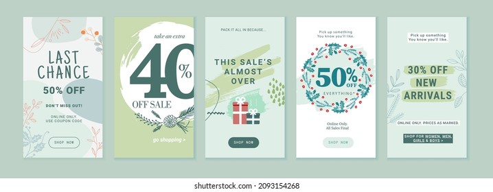 Venta de invierno. Ilustraciones vectoriales para banners de venta en la web y medios sociales, compras y comercio electrónico, marca de tiendas, etiquetas de venta y cupones, promoción de productos, marketing.