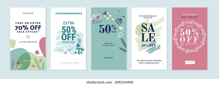 Winter sale. Vector illustrations for web and social media sale banners, shopping and e-commerce, store branding, sale tags and coupons, product promotion, marketing.