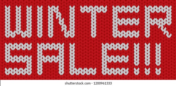 Winter sale vector knitted texture banner