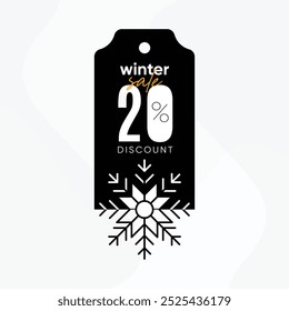 winter sale vector. winter sale tag. winter sale 20% discount. winter 20% discount tag