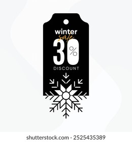 winter sale vector. winter sale tag. winter sale 30% discount. winter 30% discount tag