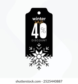 winter sale vector. winter sale tag. winter sale 40% discount. winter 40% discount tag