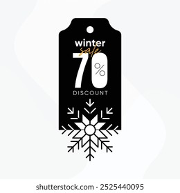 winter sale vector. winter sale tag. winter sale 70% discount. winter 70% discount tag