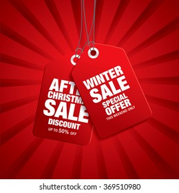 Winter sale. Vector tags