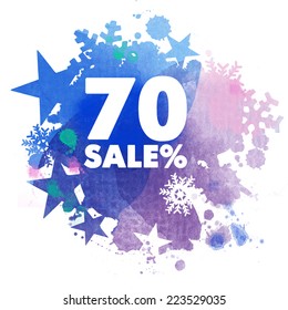 Winter sale. Watercolor vector background