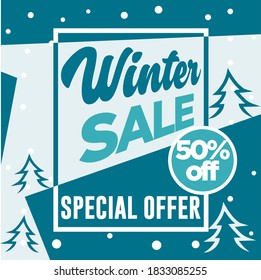 Vector de ilustración de fondo de banner web de venta de invierno