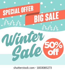 Vector de ilustración de fondo de banner web de venta de invierno