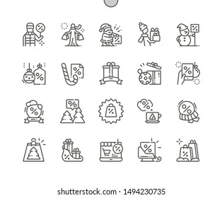 Winter sale Well-crafted Pixel Perfect Vector Thin Line Icons 30 2x Grid for Web Graphics and Apps. Simple Minimal Pictogram