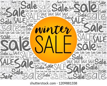 Winter sale word cloud collage, business concept background