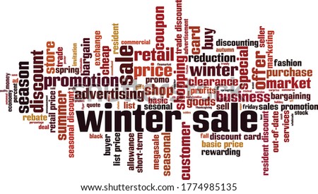 Winter sale word cloud concept. Collage made of words about winter sale. Vector illustration 