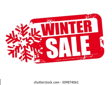 Winter Sale Word Red Stamp Text On White Background