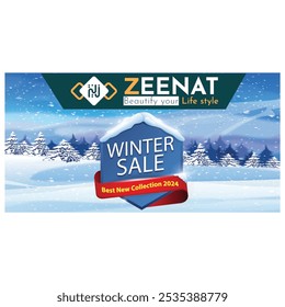 Venta de invierno, venta de promoción de descuento, Plantilla para publicidad de productos, Anuncios de Web, folletos, certificados y postales. Vector Anuncio, Oferta especial por tiempo limitado 10% de descuento.