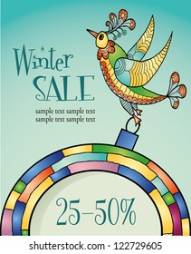  winter sales. background with bird
