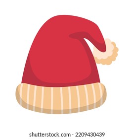 Winter santa hat flat illustration